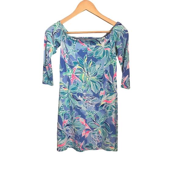 NWT Lilly Pulitzer Laurana Off Shoulder Dress Celestial Seas Size XXS - Picture 2 of 5